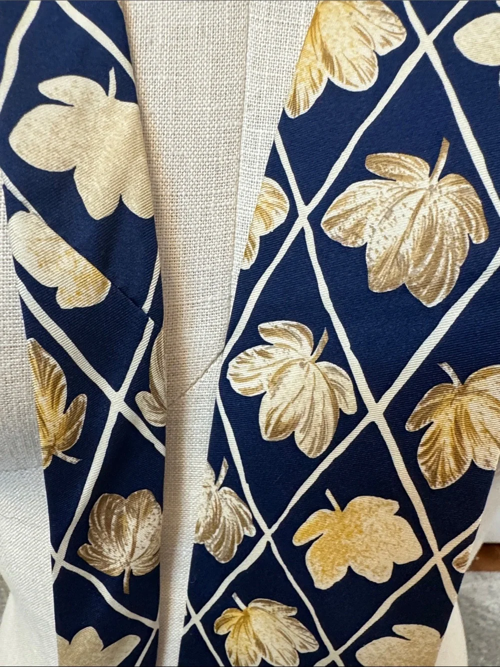 Eddie Bauer Navy and Gold Floral Scarf Tie